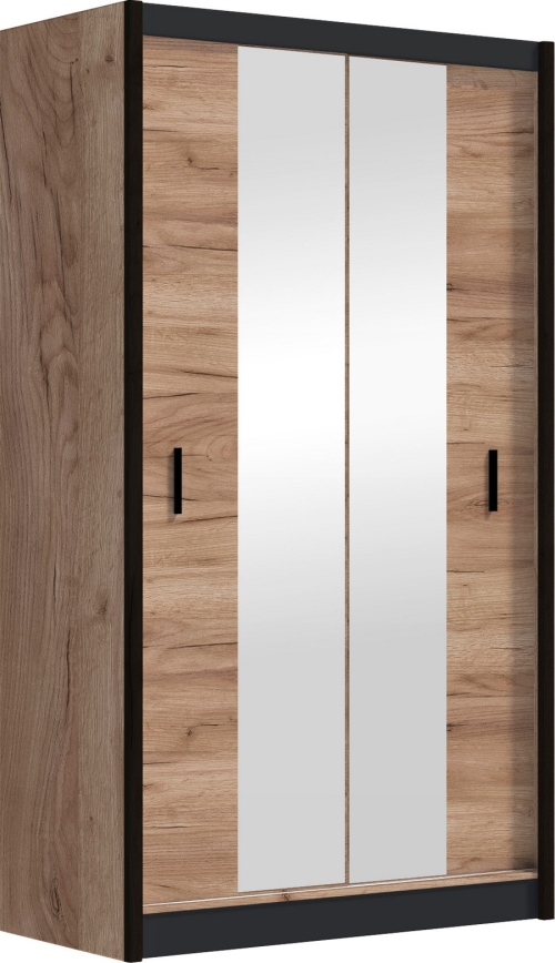 Ormar s ogledalom MIRO 120x215 cm hrast craft/crna