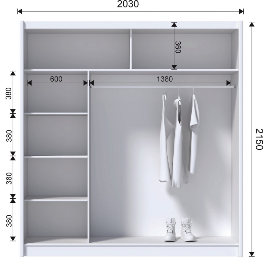 Ormar s ogledalom MIRO 203x215 cm hrast craft/crna
