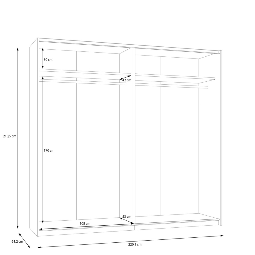 Ormar s ogledalom ODEN 220x210 cm bež