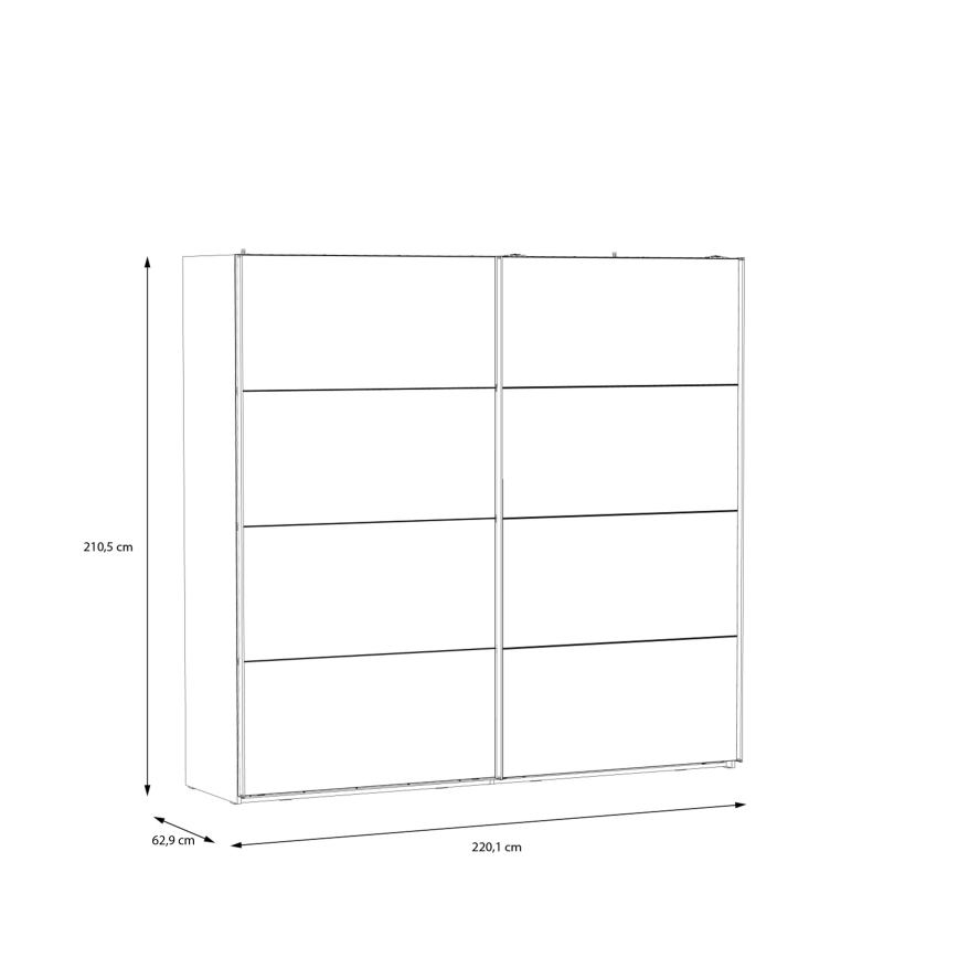 Ormar s ogledalom OREN 220x210 cm hrast artisan