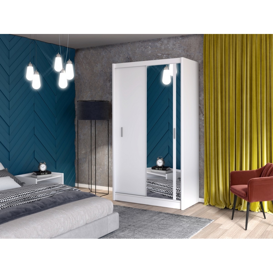 Ormar s ogledalom SABRINA 120x215 cm bijela