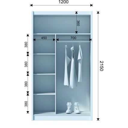 Ormar s ogledalom SABRINA 120x215 cm hrast craft
