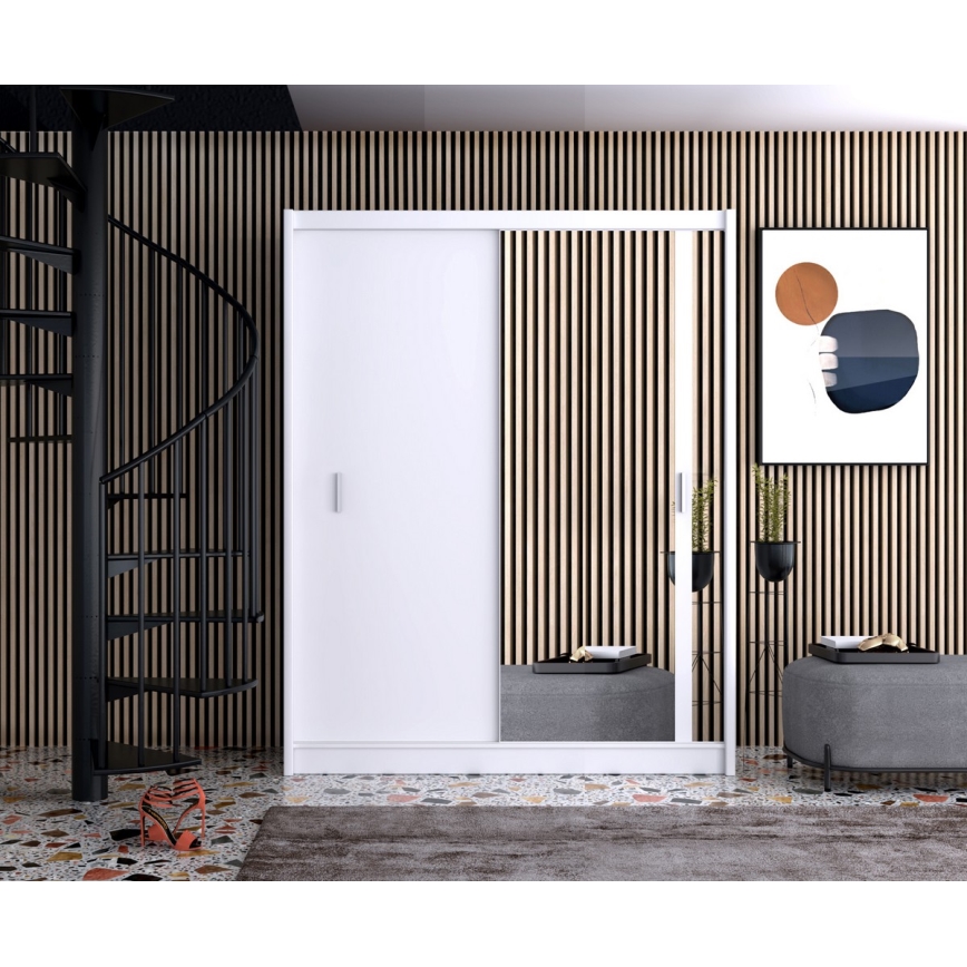 Ormar za odjeću sa zrcalom SABRINA 180x215 cm bijeli