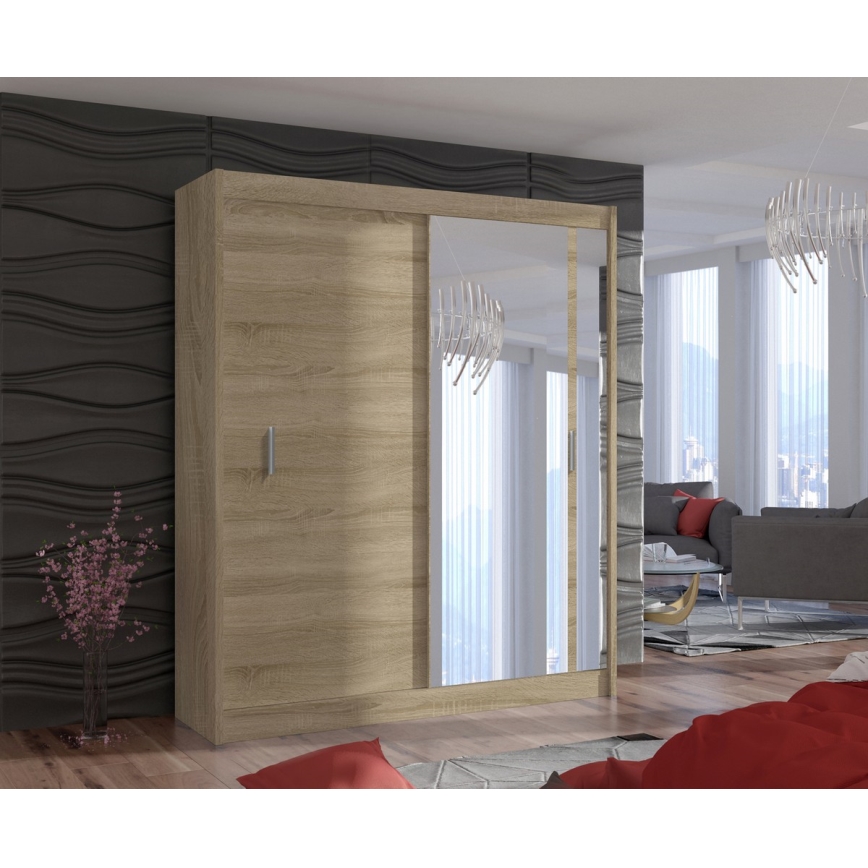 Ormar s ogledalom SABRINA 180x215 cm hrast sonoma