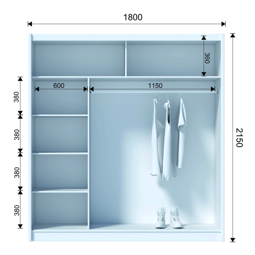 Ormar s ogledalom SABRINA 180x215 cm hrast woltan