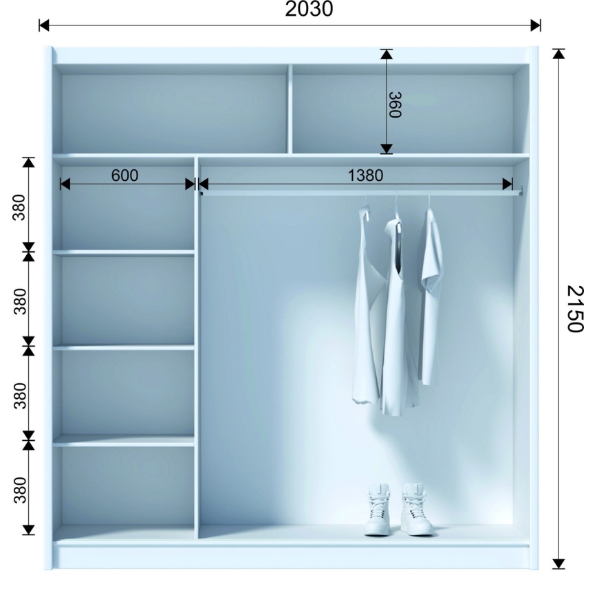 Ormar s ogledalom SABRINA 203x215 cm hrast sonoma