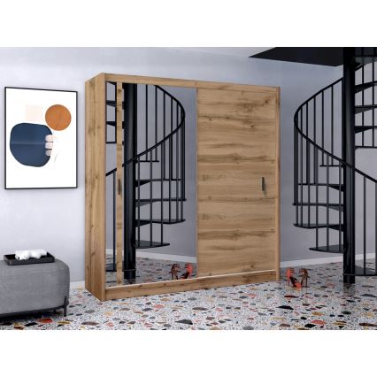 Ormar za garderobu sa ogledalom SABRINA 203x215 cm hrast woltan