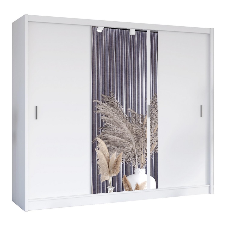 Ormar s ogledalom SABRINA 250x215 cm bijeli