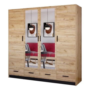 Ormar s ogledalom SANNA 200x215 cm hrast craft