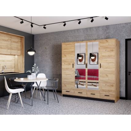 Ormar s ogledalom SANNA 200x215 cm hrast craft