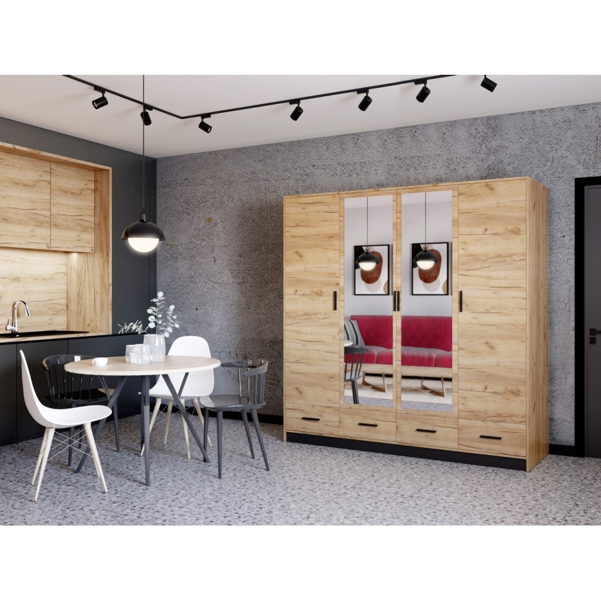 Ormar s ogledalom SANNA 200x215 cm hrast craft