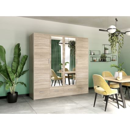 Ormar s ogledalom SANNA 200x215 cm hrast sonoma