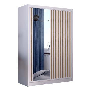 Ormar s ogledalom SANTINO 150x215 cm bijela/hrast craft