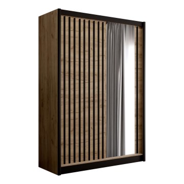 Ormar s ogledalom SANTINO 150x215 cm hrast craft/crna