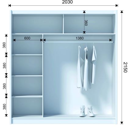 Ormar s ogledalom SANTINO 203x215x61 cm crna/hrast craft