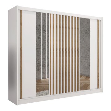 Ormar s ogledalom SANTINO 250x215 cm bijela/hrast craft