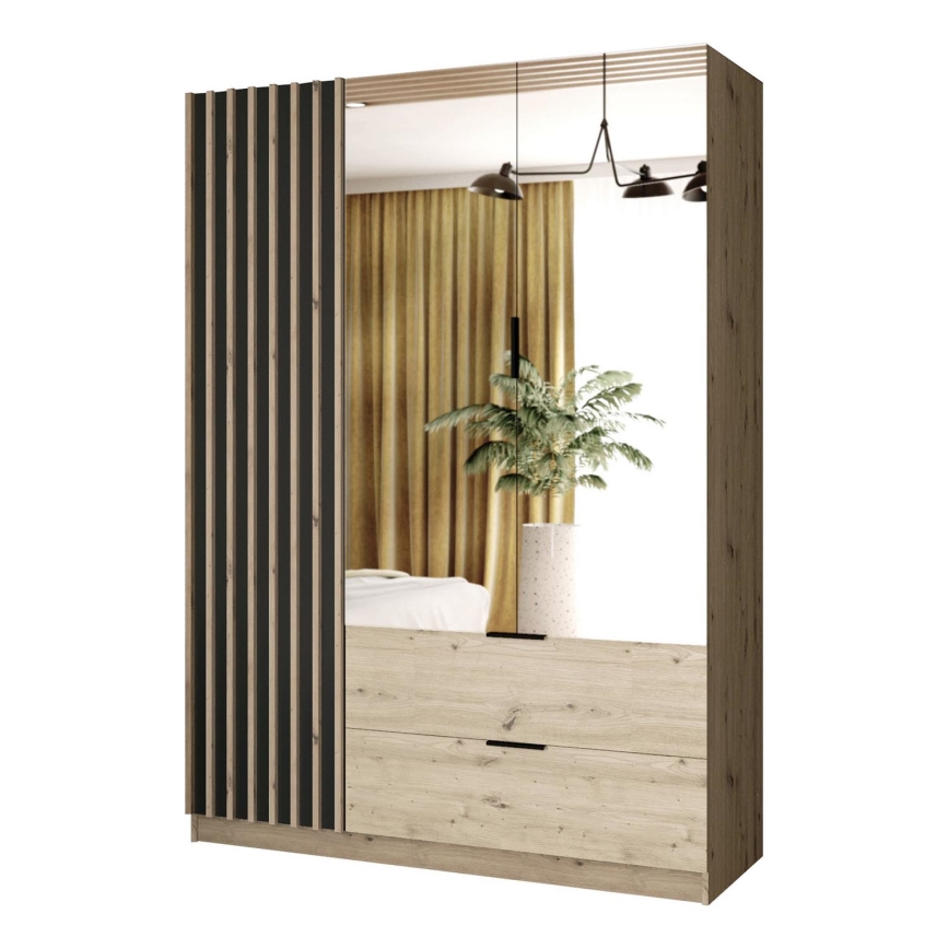 Ormar s ogledalom VISTA 150x215 cm hrast artisan/grafit