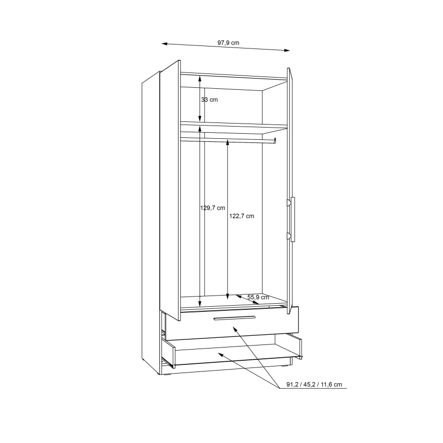 Ormar za odjeću MARO 100x213 cm hrast artisan