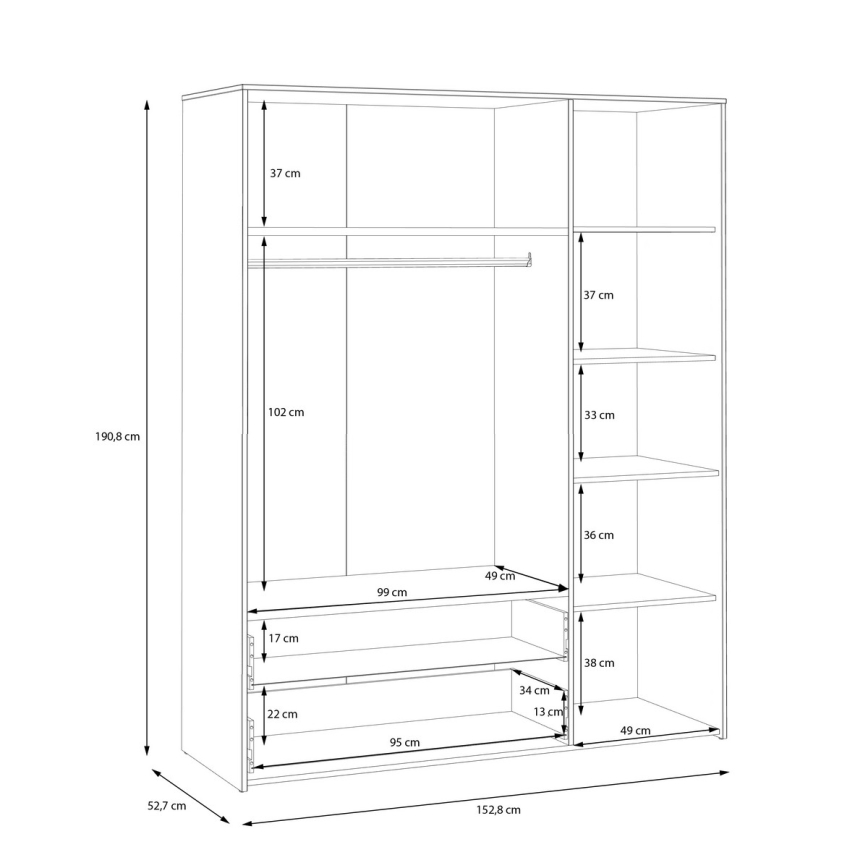 Ormar za odjeću URO 152x190 cm artisan hrast/bijela