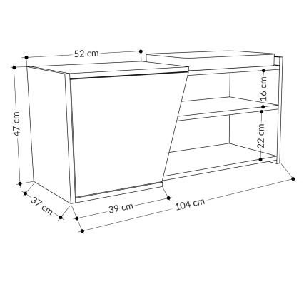 Ormarić za cipele FIONA 37x104 cm smeđa/antracit