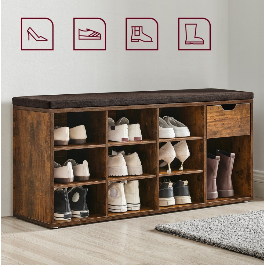 Ormarić za cipele VOREN smeđa/crna