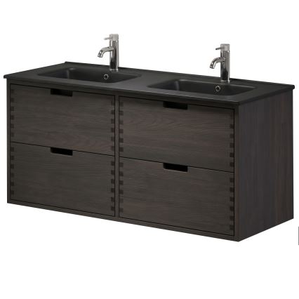Ormarić za kupaonicu s umivaonikom GRIBSKOV 120 cm smeđa/hrast/crna