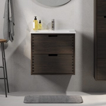 Ormarić za kupaonicu s umivaonikom GRIBSKOV 60 cm smeđa/hrast/bijela