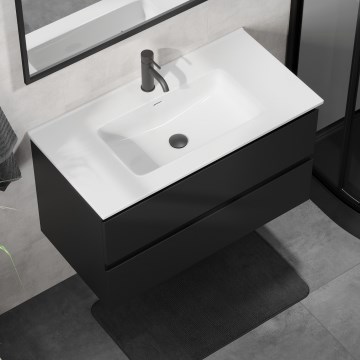 Ormarić za kupaonicu s umivaonikom KENWOOD 91 cm, crno-bijeli