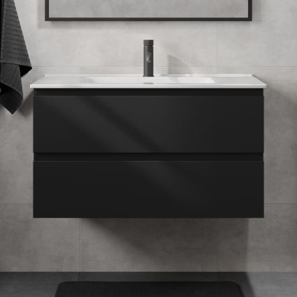 Ormarić za kupaonicu s umivaonikom KENWOOD 91 cm, crno-bijeli