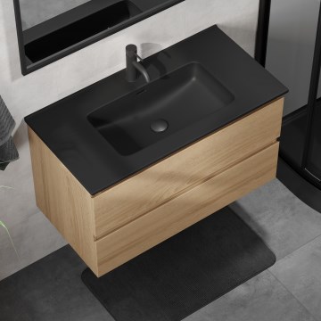 Ormarić za kupaonicu s umivaonikom KENWOOD 91 cm hrast/crna