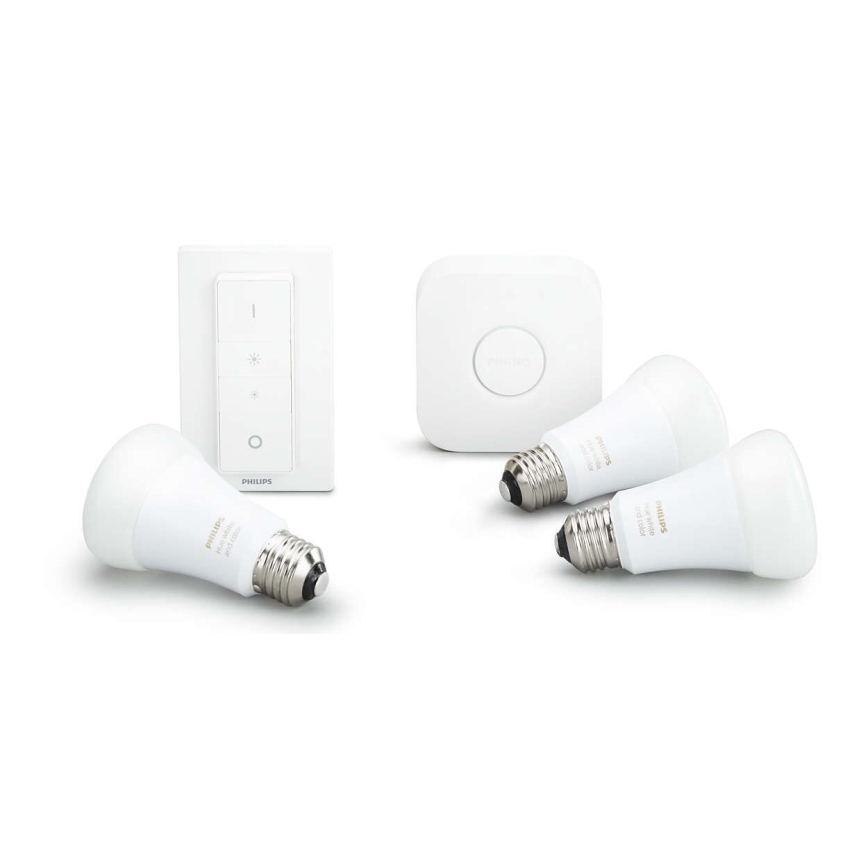 Osnovni set Philips Hue STARTER KIT WHITE 3xE27/9W 2700K + Hue Bridge i regulator svjetline