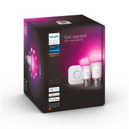 Početni paket Philips Hue WHITE AND COLOR AMBIANCE 2x E27/9W/230V 2000-6500K + Hue Bridge