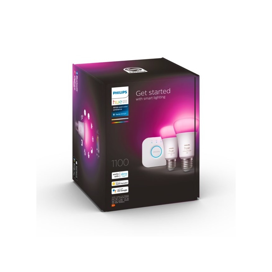 Početni paket Philips Hue WHITE AND COLOR AMBIANCE 2x E27/9W/230V 2000-6500K + Hue Bridge