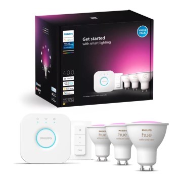 Osnovni komplet Philips Hue WHITE AND COLOR AMBIANCE 3xGU10/4,2W/230V 2000-6500K + uređaj za povezivanje