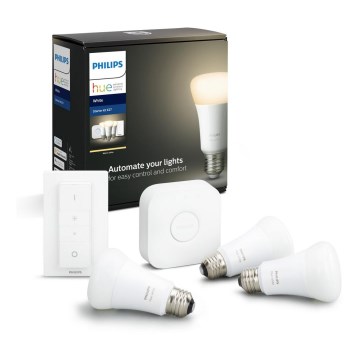 Osnovni set Philips Hue STARTER KIT WHITE 3xE27/9W 2700K + Hue Bridge i regulator svjetline