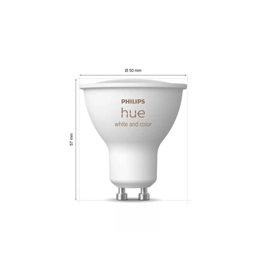 Početni paket Philips Hue WHITE AND COLOR AMBIANCE 3xGU10/4,2W 2000-6500K + Hue bridge i dimmer prekidač