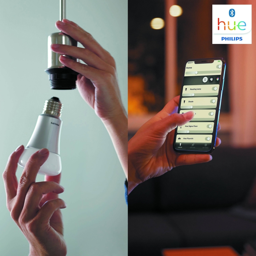 Osnovni komplet Philips Hue WHITE AMBIANCE 2xE27/8W/230V + Hue Bridge i prekidač za prigušivanje