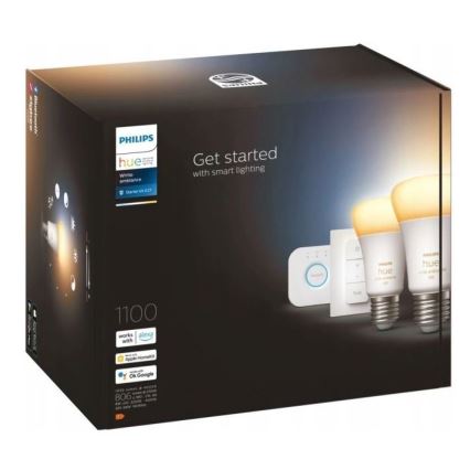 Osnovni komplet Philips Hue WHITE AMBIANCE 2xE27/8W/230V + Hue Bridge i prekidač za prigušivanje