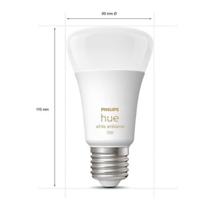 Osnovni komplet Philips Hue WHITE AMBIANCE 2xE27/8W/230V + Hue Bridge i prekidač za prigušivanje