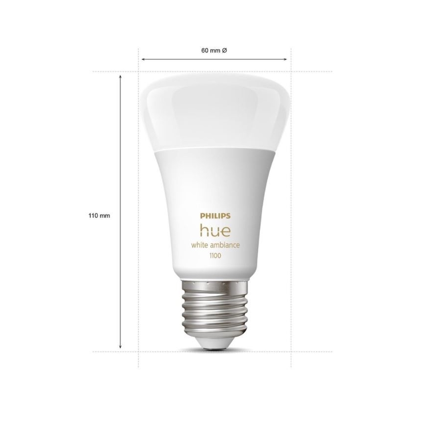 Osnovni komplet Philips Hue WHITE AMBIANCE 2xE27/8W/230V + Hue Bridge i prekidač za prigušivanje