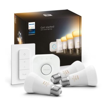 Osnovni set Philips Hue White Ambiance 3xE27/11W 2200-6500K + Hue Bridge i bežični regulator svjetline