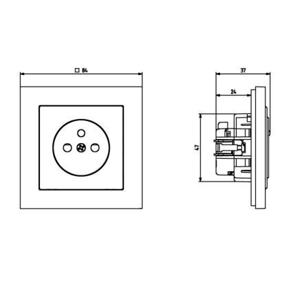 Ospel - Kućna utičnica bez okvira 230V + 1xUSB-A + 1xUSB-C SONATA crna