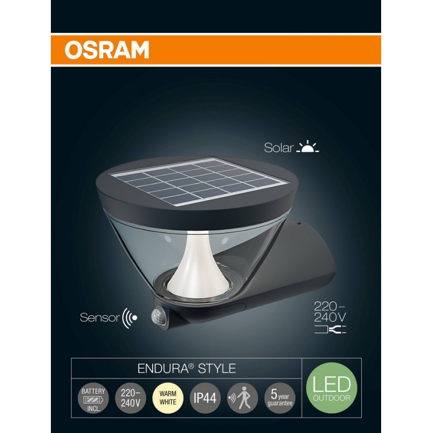 Osram - LED solarna zidna svjetiljka sa senzorom ENDURA 1xLED/6,5W/230V IP44