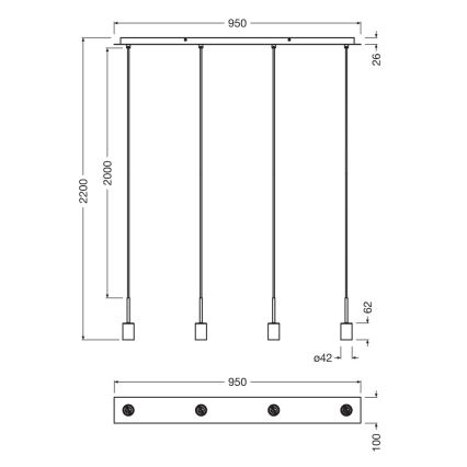 Osram - Kabel za napajanje NEEDLE PENDANT 4xE27/25W/230V antracit
