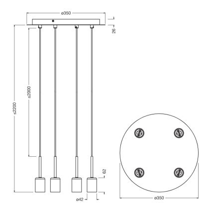 Osram - Kabel za napajanje NEEDLE PENDANT 4xE27/25W/230V bež