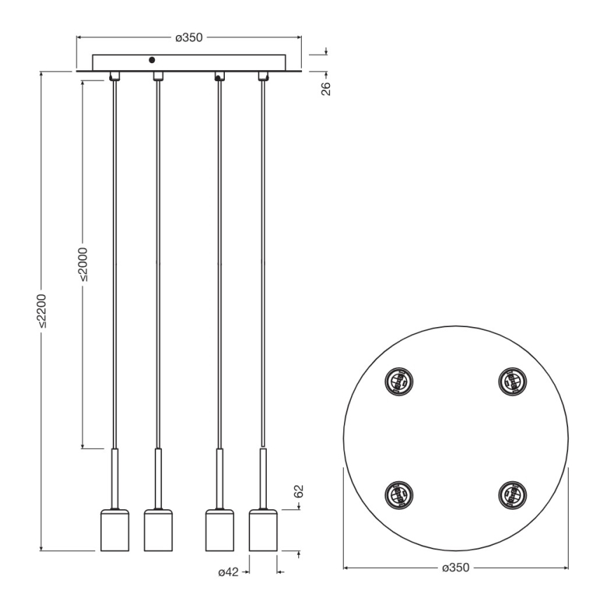 Osram - Kabel za napajanje NEEDLE PENDANT 4xE27/25W/230V bež