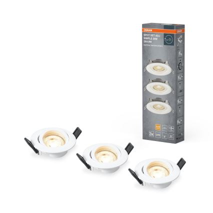 Osram - Komplet od 3 LED prigušive ugradne svjetiljke SPOT LED/4,9W/230V 2700K Ø 8,7 cm bijela