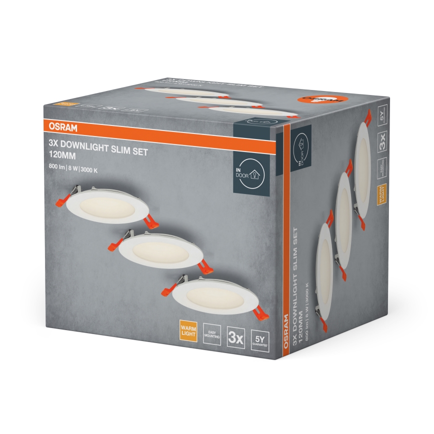 Osram - Set od 3 LED ugradnih svjetiljki SPOT LED/8W/230V 3000K Ø 12 cm bijele