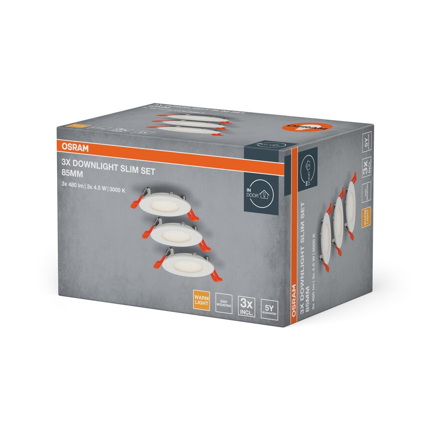 Osram - Komplet od 3 LED ugradnih svjetiljki SLIM LED/4,5W/230V