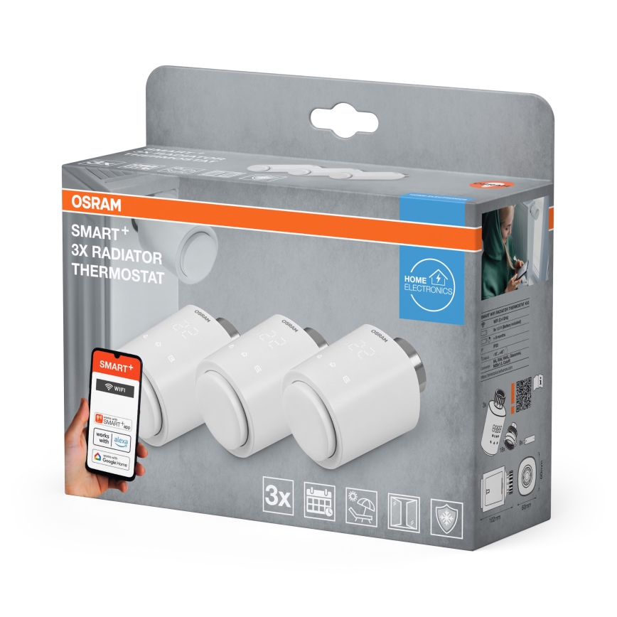 Osram - Komplet od 3 termostatskih glava SMART+ (3x AA) s Wi-Fi